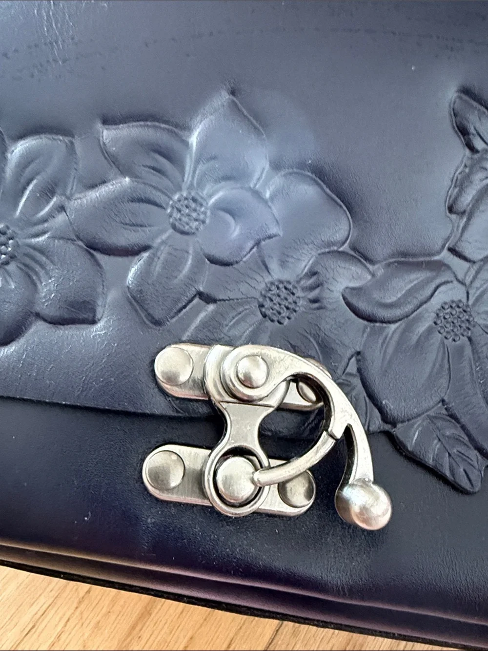 Patricia Nash Navy Floral Embossed Top-Handle Women's Bag